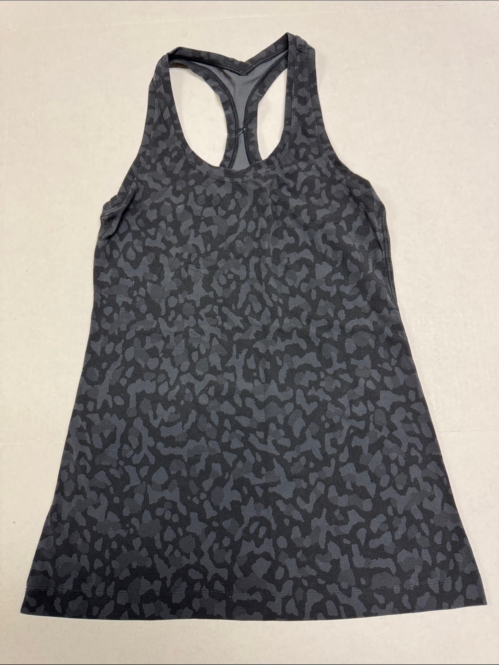 Lululemon Cool Charcoal Gray Cheetah Print Racerback Tank Top